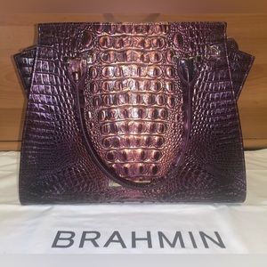 NWT Brahmin Fig Jam Priscilla Satchel Purple Gold